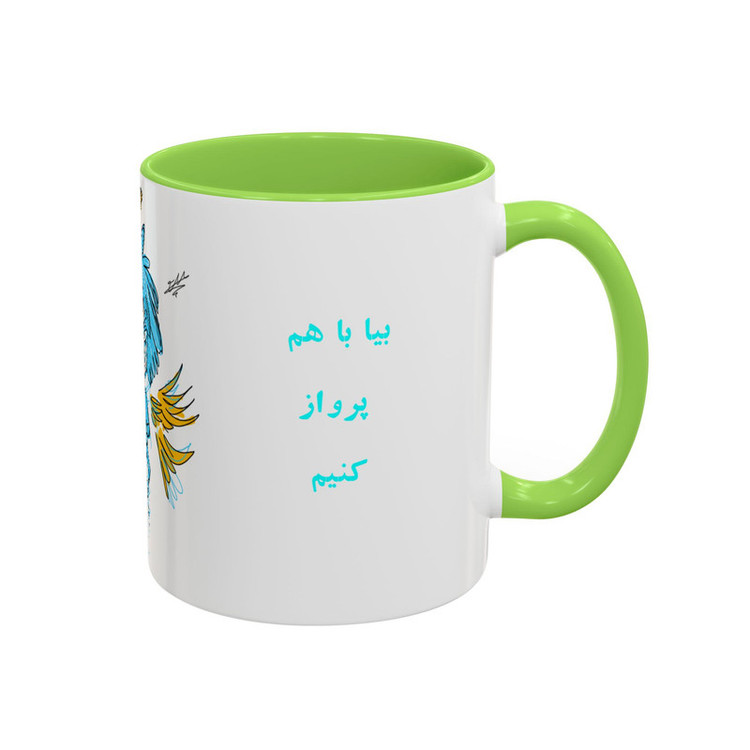 ماگ ( جعبه کادویی رایگان) مدل دسته رنگی طرح پرواز