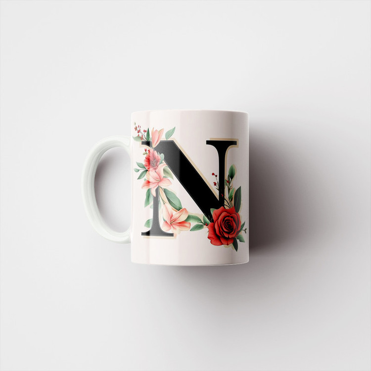 ماگ ( جعبه کادویی رایگان) مدل دسته دار طرح حروف انگلیسی N002