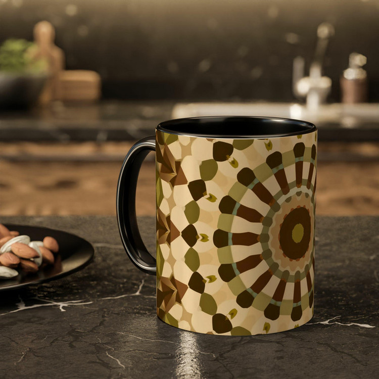 ماگ ( جعبه کادویی رایگان) مدل دسته رنگی طرح هندسی
