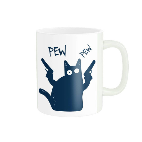 ماگ ( جعبه کادویی رایگان) مدل گربه pew pew کد 00060
