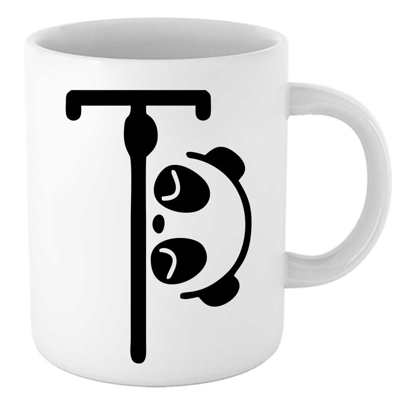 ماگ ( جعبه کادویی رایگان)  طرح پاندا حرف T کد 17385