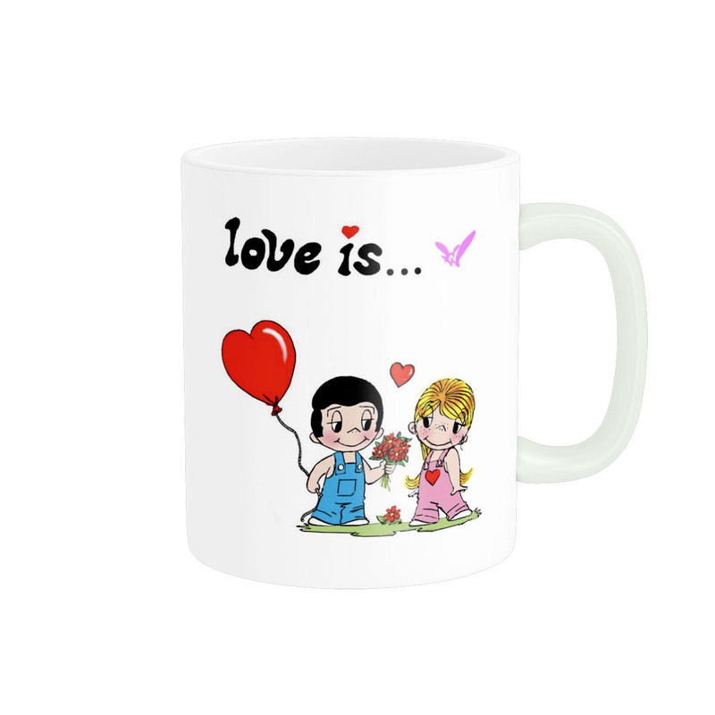 ماگ ( جعبه کادویی رایگان)  پاد آفرین مدل طرح عاشقانه لاویز کارتونی نوستالژی love is کد 1588