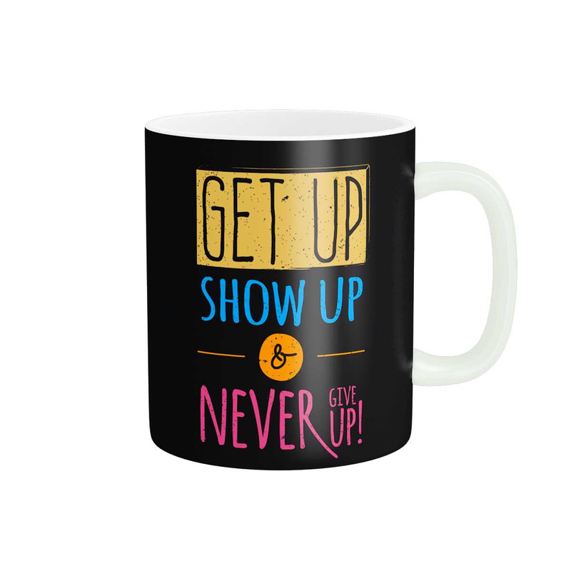 ماگ ( جعبه کادویی رایگان)  پاد آفرین طرح جمله انگیزشی  Never give up کد 1998