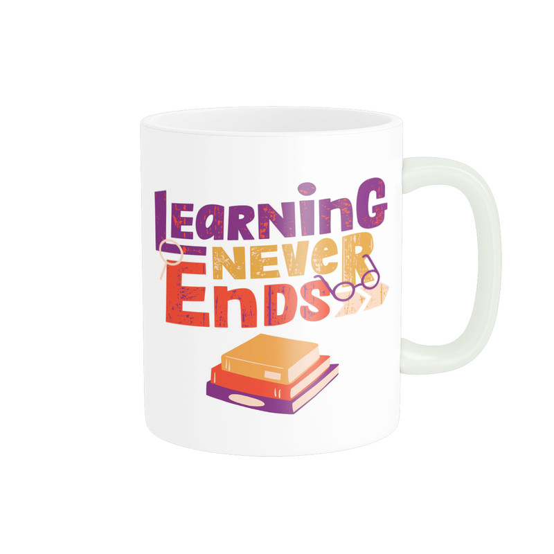 ماگ ( جعبه کادویی رایگان)  طرح LEARNING NEVER ENDS کد M59