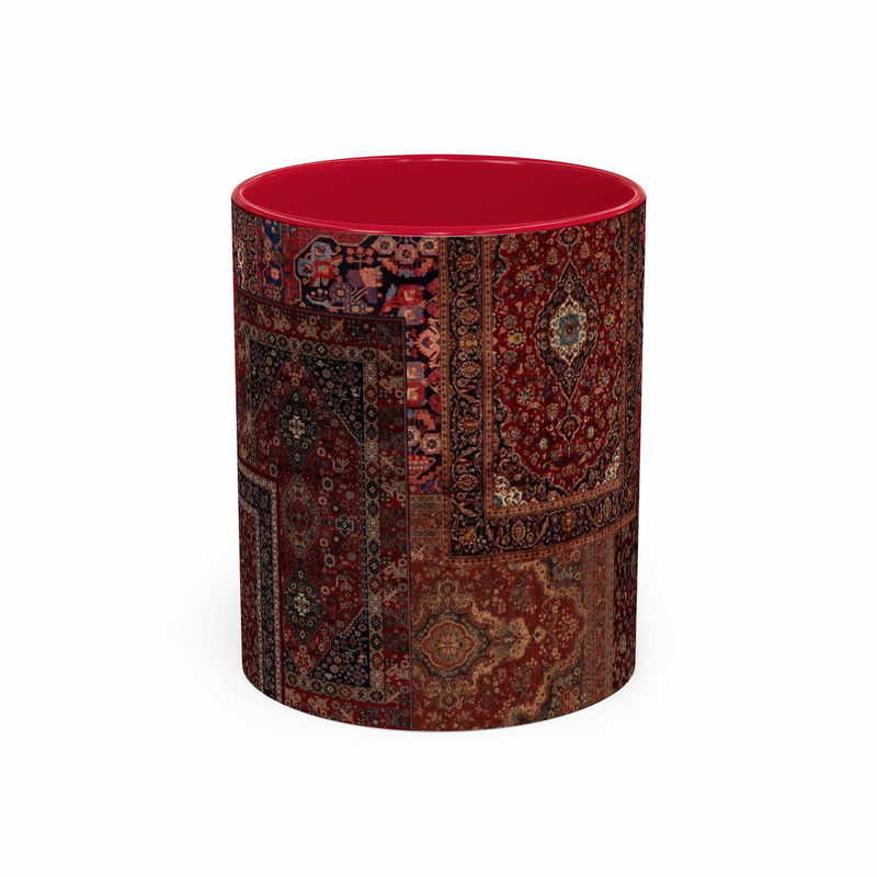 ماگ ( جعبه کادویی رایگان)  مدل دسته رنگی طرح فرش