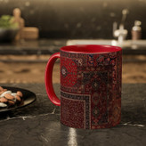 ماگ ( جعبه کادویی رایگان) مدل دسته رنگی طرح فرش