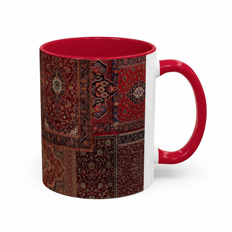ماگ ( جعبه کادویی رایگان) مدل دسته رنگی طرح فرش