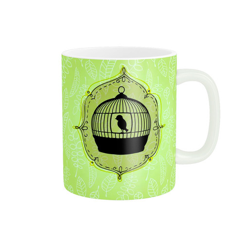 ماگ ( جعبه کادویی رایگان) مدل طراحی هنری پرنده در قفس کد 1145