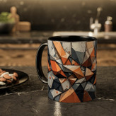ماگ ( جعبه کادویی رایگان) ( جعبه کادویی رایگان) مدل دسته رنگی طرح هندسی