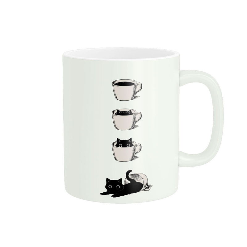 ماگ ( جعبه کادویی رایگان)  زیگورات مدل گربه و فنجان قهوه کد 2102