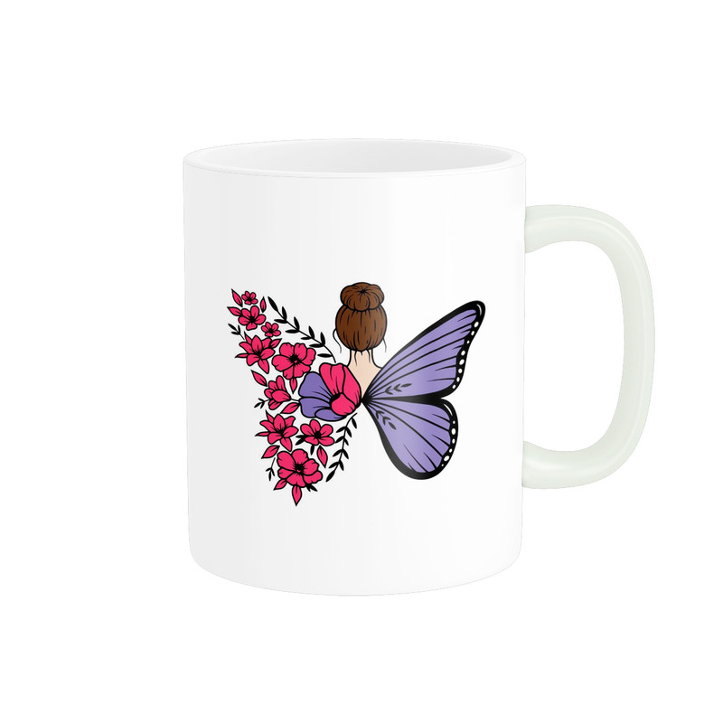 ماگ ( جعبه کادویی رایگان)  طرح پروانه کد 347