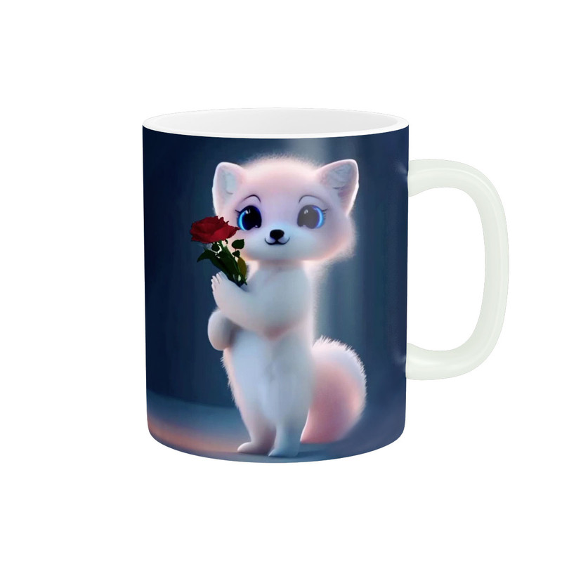 ماگ ( جعبه کادویی رایگان)  زیگورات مدل روباه و گل کد 2206