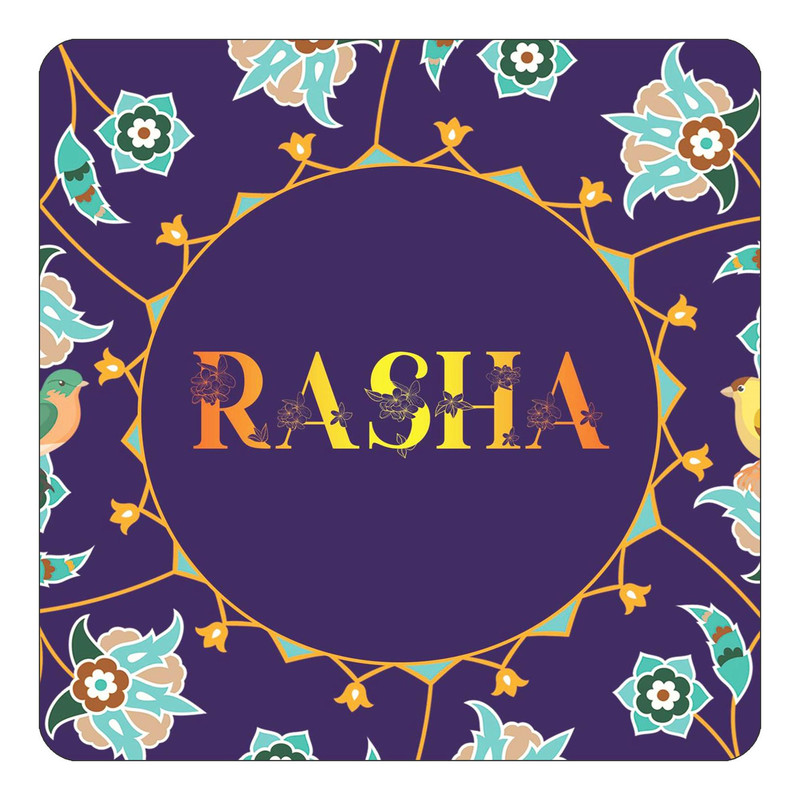 مگنت چیتوکالا طرح اسم راشا rasha مدل گل و بلبل کد mg17045