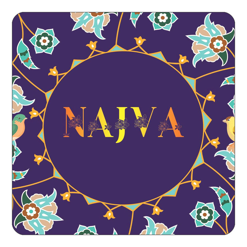 مگنت یخچالی چیتوکالا طرح اسم نجوا najva مدل گل و بلبل کد mg16120