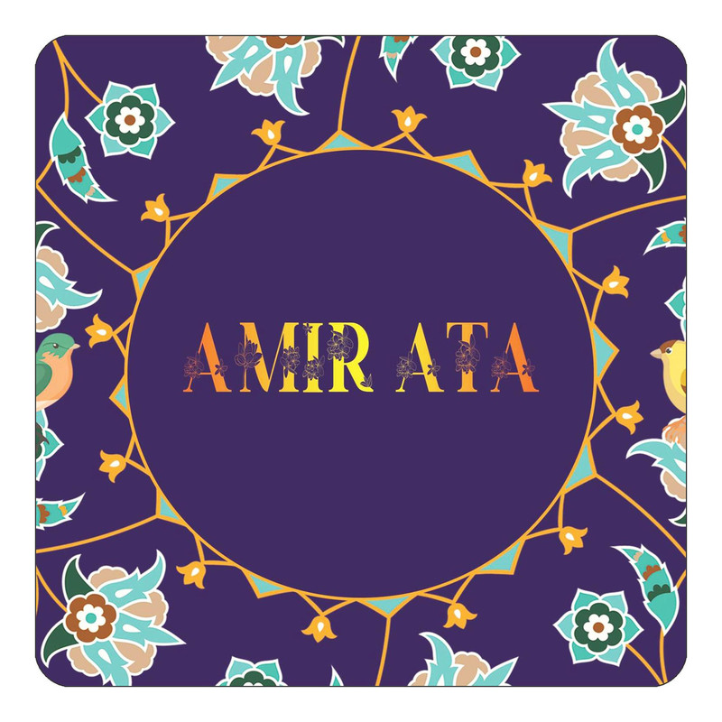 مگنت یخچالی چیتوکالا طرح اسم امیرعطا amir ata مدل گل و بلبل کد mg11149