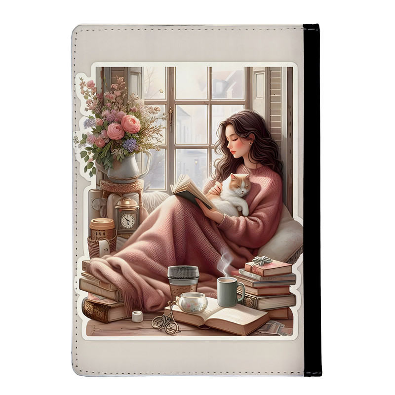 کلاسور مدل دختر کتابخوان و گربه کد nc534