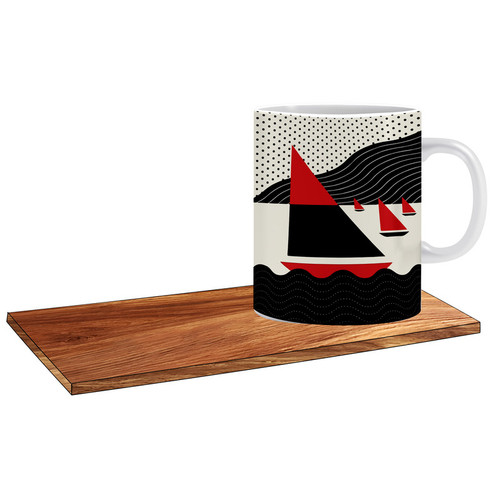 ماگ ( جعبه کادویی رایگان) طرح انتزاعی قایق کد 251