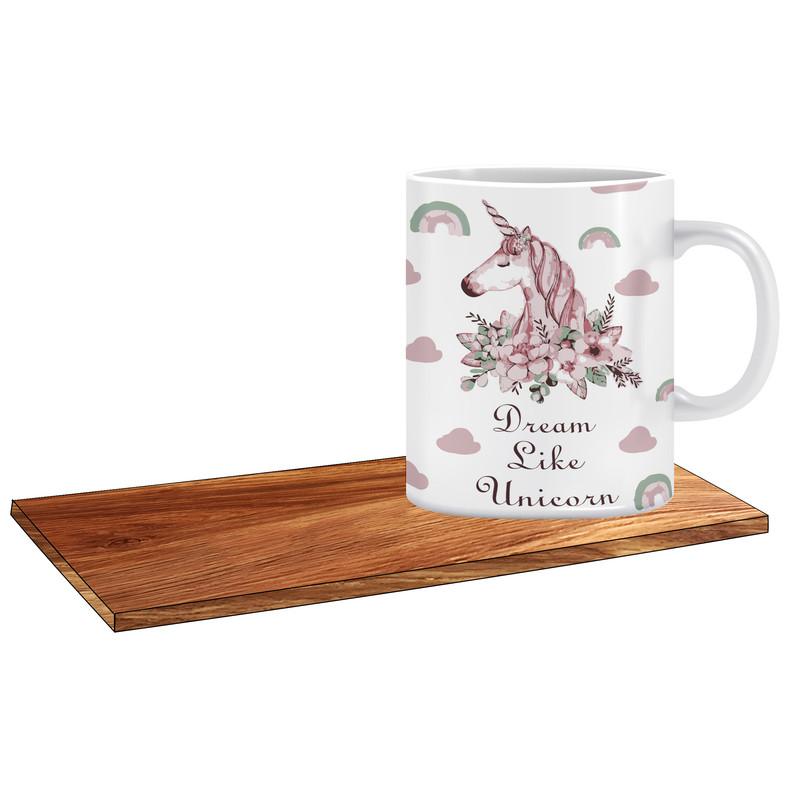 ماگ ( جعبه کادویی رایگان)   طرح کادو دخترانه اسب تک شاخ کد 354