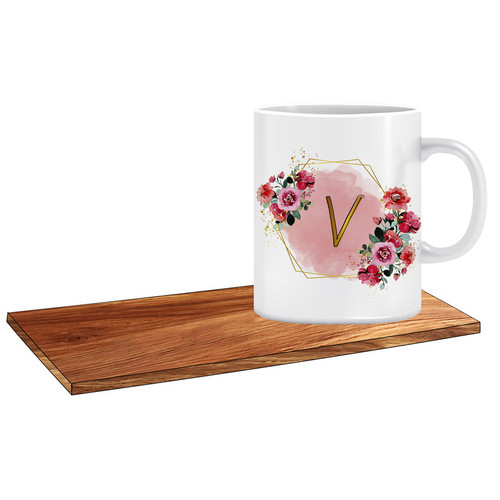 ماگ ( جعبه کادویی رایگان) طرح کادوی فانتزی حرف انگلیسی V کد 385