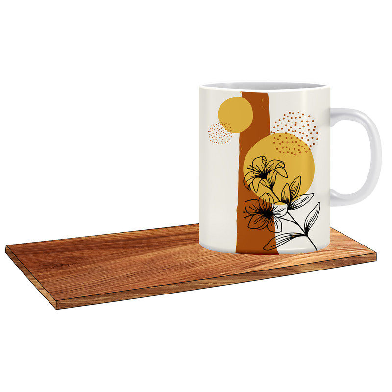 ماگ ( جعبه کادویی رایگان)   طرح گل مینیمال کد 210