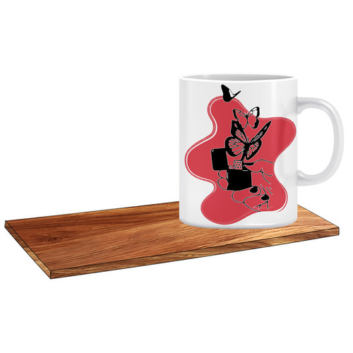 ماگ ( جعبه کادویی رایگان) طرح پروانه انتزاعی کد 232