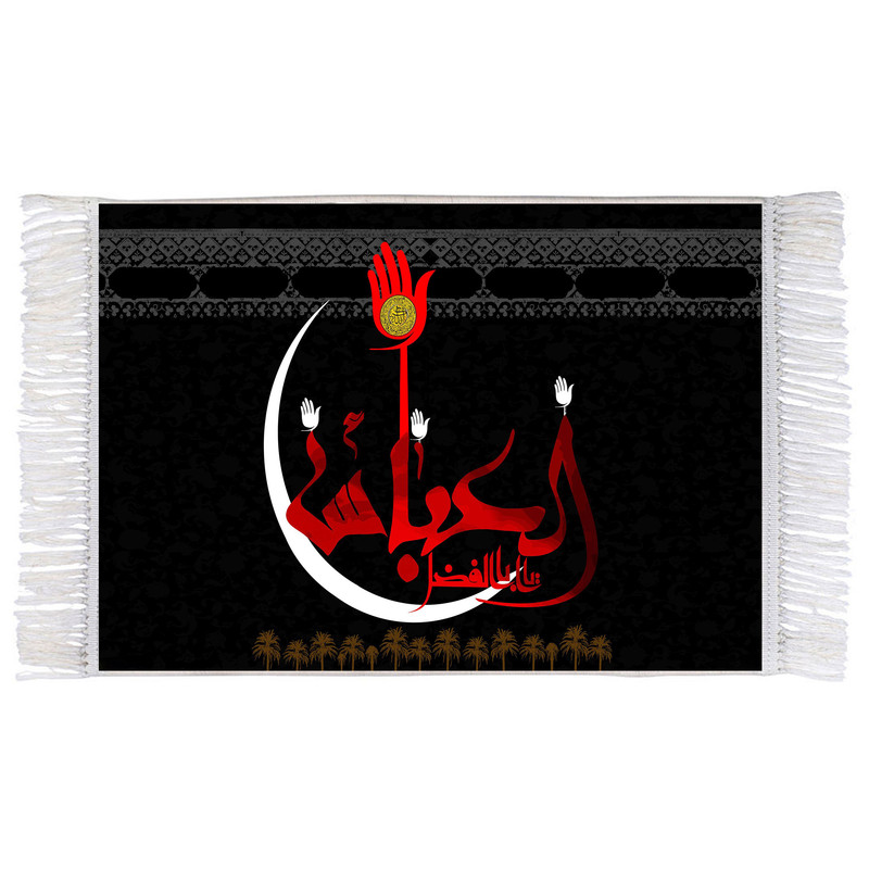 فرش ماشینی دیوارکوب اطلس آبی طرح یا اباالفضل عباس مدل T2504