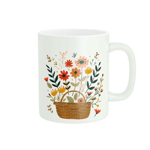 ماگ ( جعبه کادویی رایگان) چیتوکالاطرح سبد گل کد 062