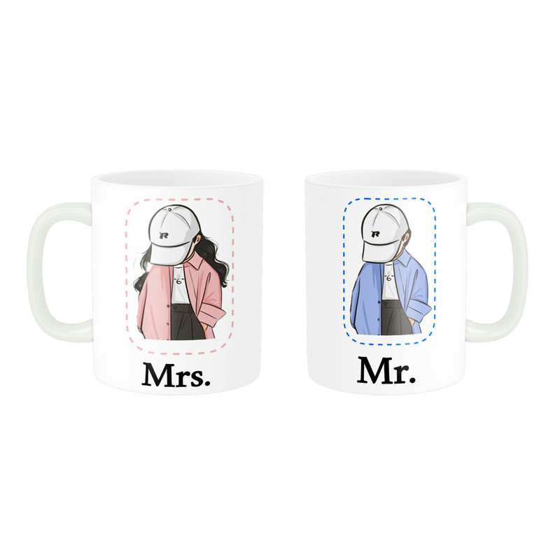 ماگ ( جعبه کادویی رایگان)  چیتوکالاناریکو طرح فانتزی مدل ست عاشقانه Mr Mrs کد 05 مجموعه دو عددی