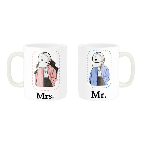 ماگ ( جعبه کادویی رایگان) چیتوکالاناریکو طرح فانتزی مدل ست عاشقانه Mr Mrs کد 05 مجموعه دو عددی