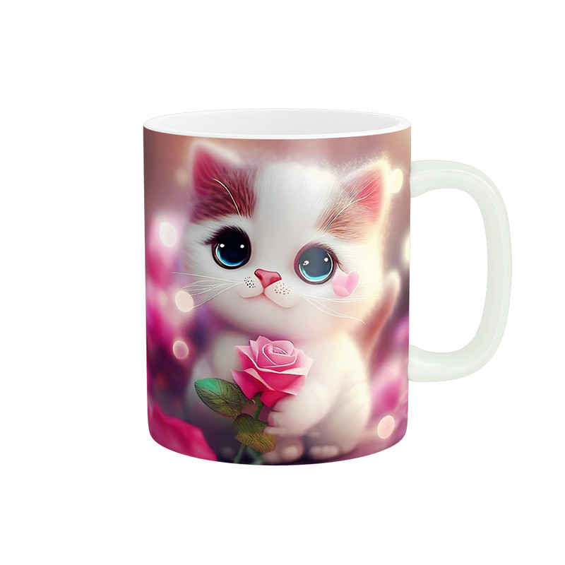 ماگ ( جعبه کادویی رایگان)  چیتوکالازیگورات مدل گربه و گل کد 837
