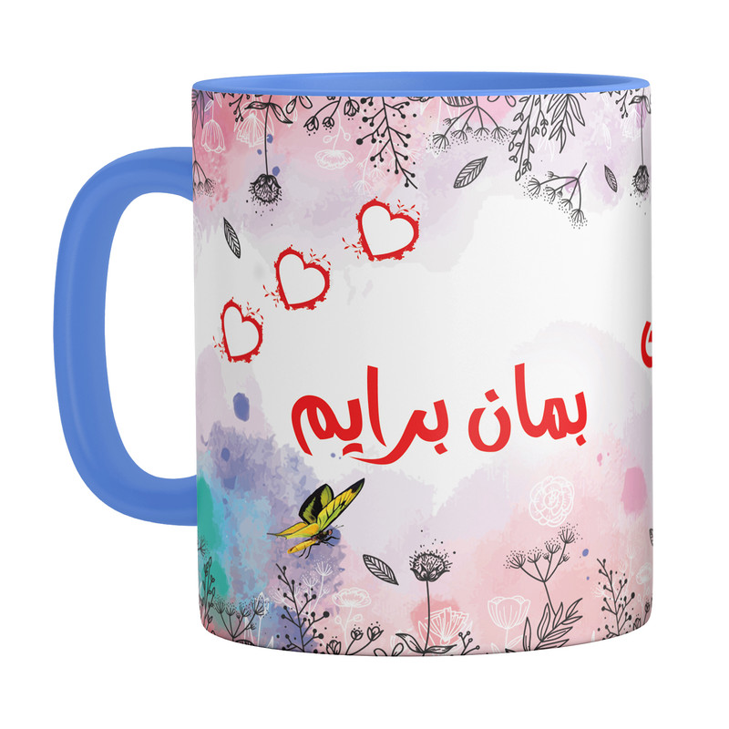 ماگ ( جعبه کادویی رایگان)  چیتوکالامدل عاشقانه دسته رنگی کد 9155