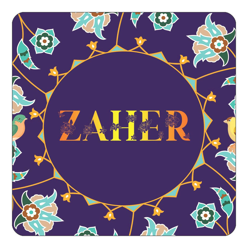 مگنت کاکتی طرح اسم زاهر zaher مدل گل و بلبل کد mg18954
